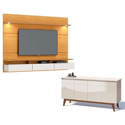 Painel Suspenso Decore Com Aparador Buffet Classic 1.8 Nature Off White - Imcal