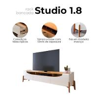 Rack Bancada Studio Com Painel Para Tv Loft 1.8 Off White Nature - Imcal - 2