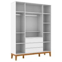 Cômoda Com Porta E Guarda Roupa Infantil Nature Clean 4 Portas Branco Soft Eco Wood - Matic - 2