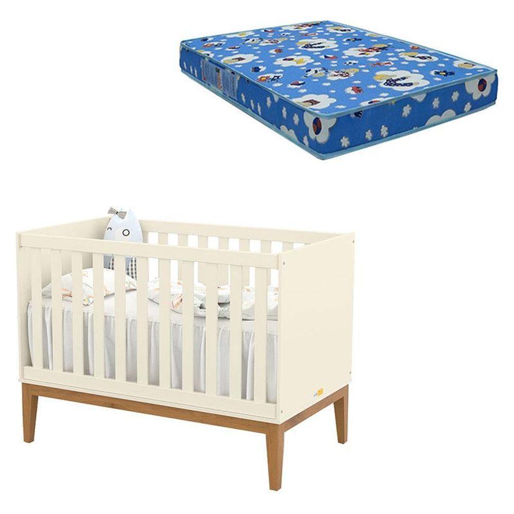 Berço Americano Unique Off White Eco Wood Com Colchão Ortobom - Matic - 1