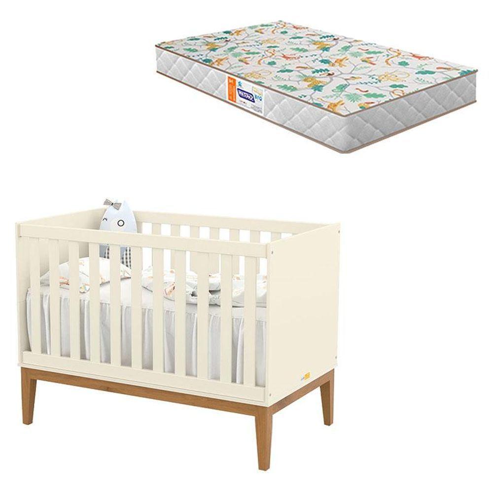 Berço Americano Unique Off White Eco Wood Com Colchão Gazin - Matic - 1