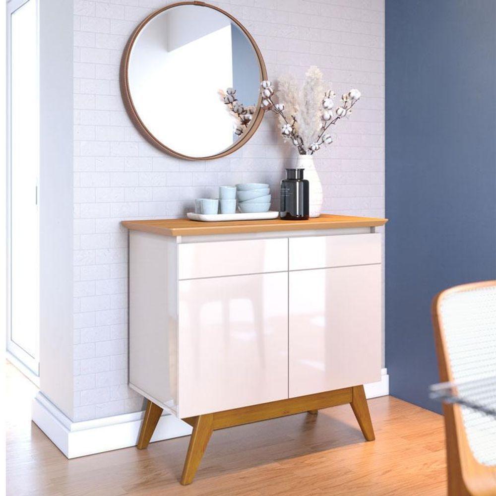 Aparador Para Sala Buffet Classic 2 Portas Off White Nature - Imcal - 4