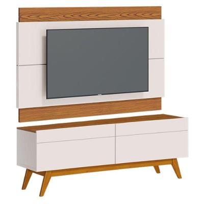 Rack Bancada 2 Gavetas E Painel Para Tv Classic 1.4 Off White Freijó - Imcal