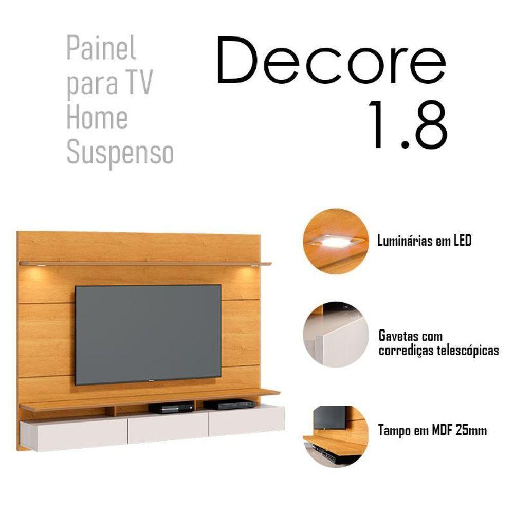 Painel Para Tv Home Suspenso Ambiente Decore 1.8 Nature Off White - Imcal - 4