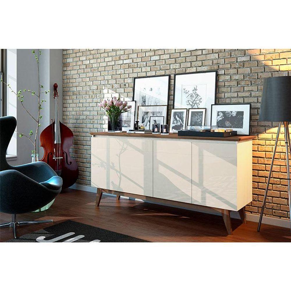 Aparador Para Sala Buffet Ambiente Classic 1.8 Off White Freijó - Imcal - 1
