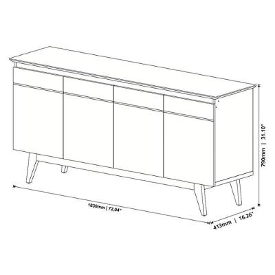 Aparador Para Sala Buffet Ambiente Classic 1.8 Off White Freijó - Imcal