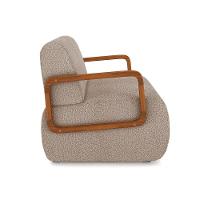 Poltrona Sala De Estar Braço De Madeira Kit 2 Hellen Bouclê K01 - D'rossi Cor Creme - 3