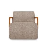 Poltrona Sala De Estar Braço De Madeira Kit 2 Hellen Bouclê K01 - D'rossi Cor Creme - 5