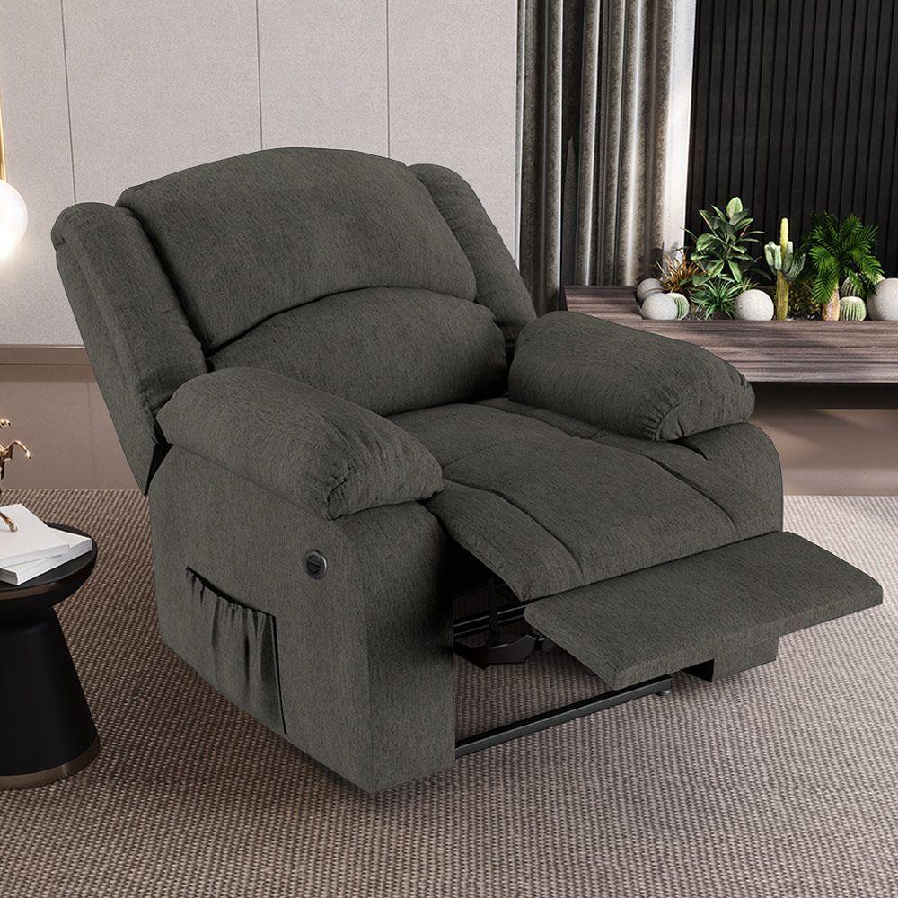 Poltrona Do Papai Reclinável Melim Controle Power Elétrico Usb Linho Grafite Fh1 - D'rossi - 6