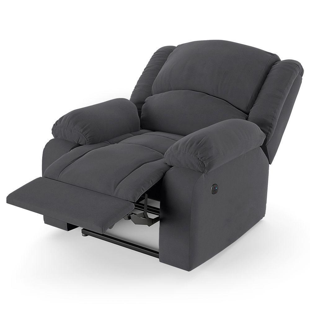 Poltrona Do Papai Reclinável Melim Controle Power Elétrico Usb Veludo Fh1 - D'rossi Cor Cinza - 3