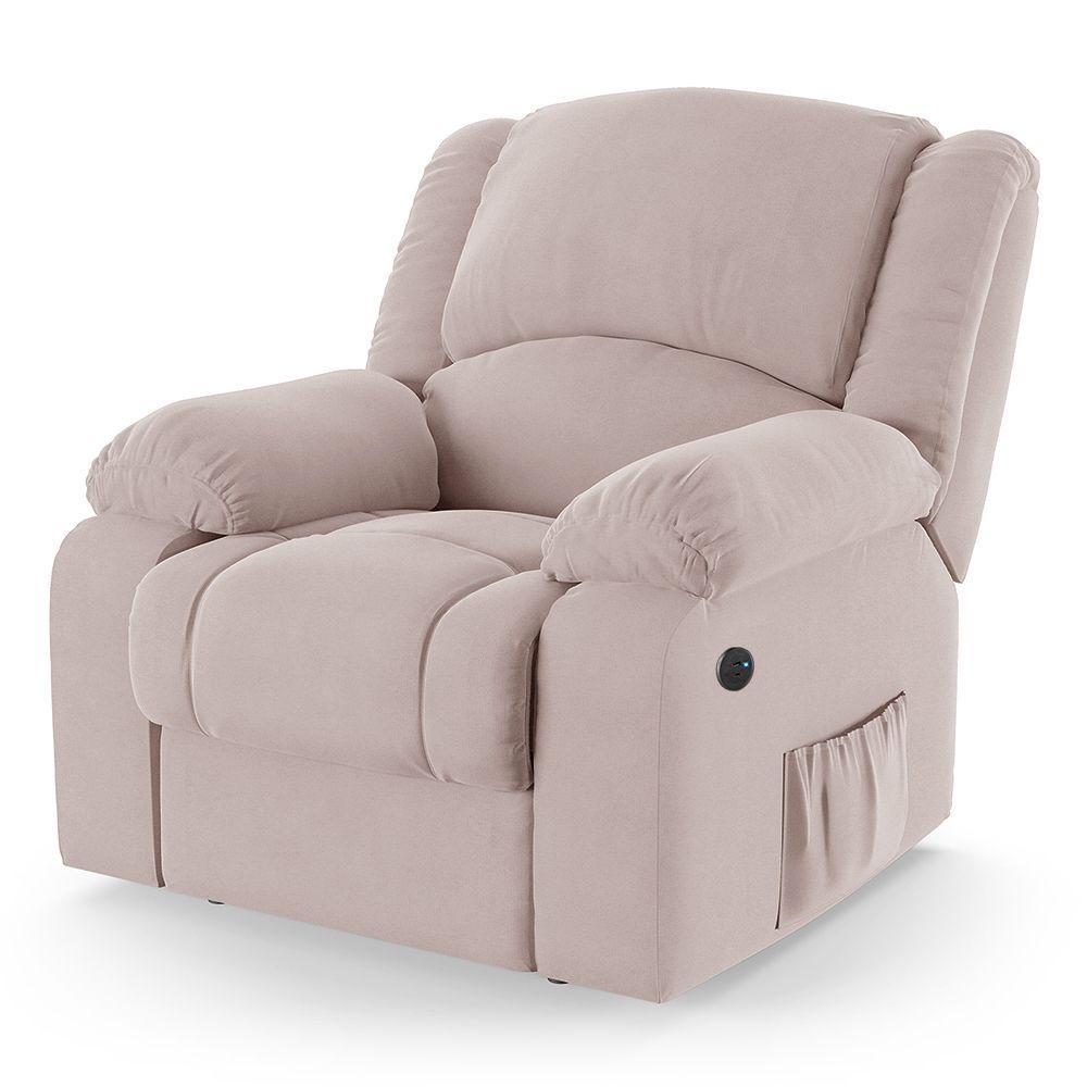 Poltrona Do Papai Reclinável Melim Controle Power Elétrico Usb Veludo Fh1 - D'rossi Cor Rose - 1
