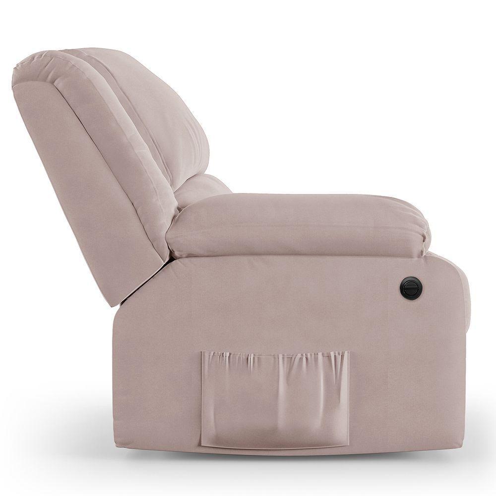 Poltrona Do Papai Reclinável Melim Controle Power Elétrico Usb Veludo Fh1 - D'rossi Cor Rose - 2
