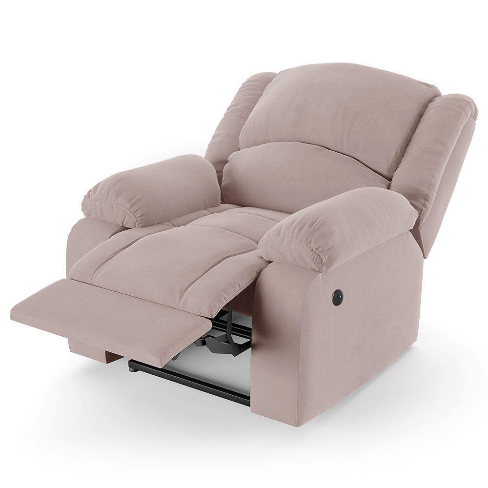 Poltrona Do Papai Reclinável Melim Controle Power Elétrico Usb Veludo Fh1 - D'rossi Cor Rose - 3
