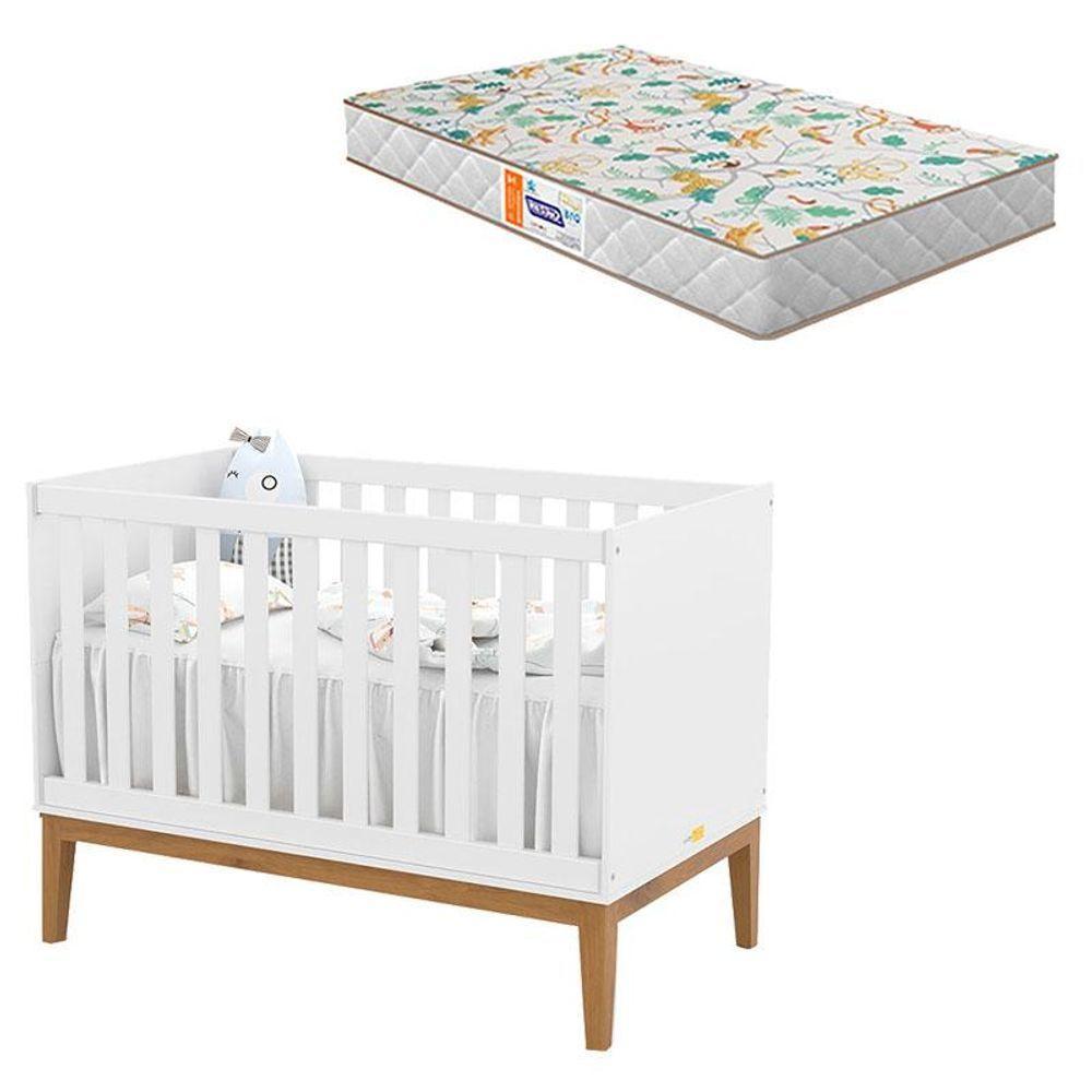 Berço Americano Unique Branco Soft Eco Wood Com Colchão Gazin - Matic - 1