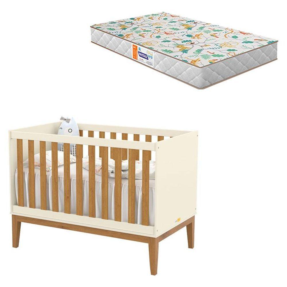 Berço Americano Unique Off White Freijó Eco Wood Com Colchão Gazin - Matic - 1