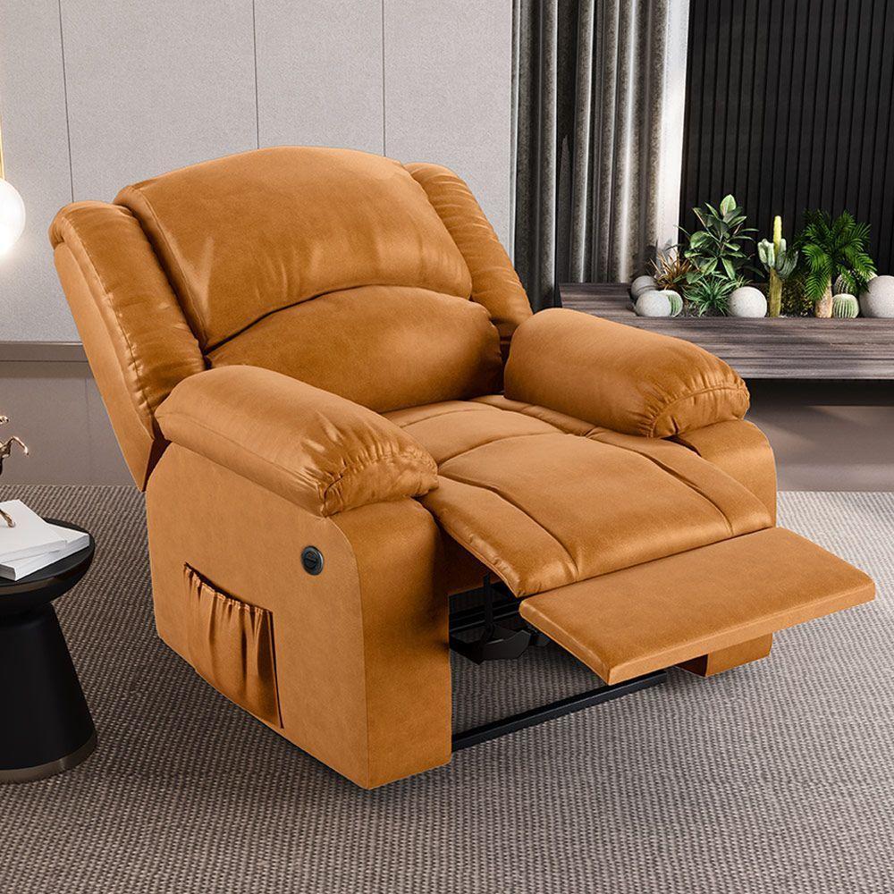 Poltrona Do Papai Reclinável Melim Controle Power Elétrico Usb Pu Fh1 - D'rossi Cor Whisky - 7