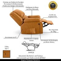 Poltrona Do Papai Reclinável Melim Controle Power Elétrico Usb Pu Fh1 - D'rossi Cor Whisky - 6