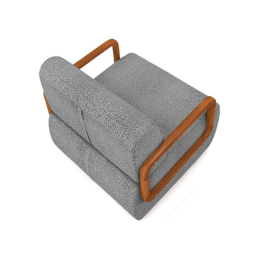 Poltrona Sala De Estar Braço De Madeira Kit 2 Hellen Bouclê K01 - D'rossi Cor Cinza - 2