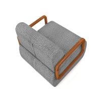 Poltrona Sala De Estar Braço De Madeira Kit 2 Hellen Bouclê K01 - D'rossi Cor Cinza - 2