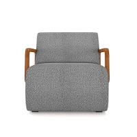 Poltrona Sala De Estar Braço De Madeira Kit 2 Hellen Bouclê K01 - D'rossi Cor Cinza - 5