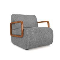 Poltrona Sala De Estar Braço De Madeira Kit 2 Hellen Bouclê K01 - D'rossi Cor Cinza - 7