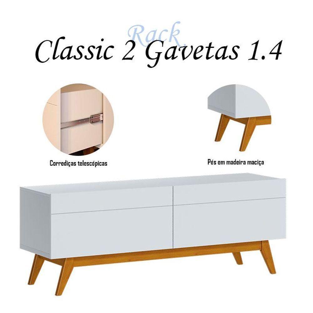 Rack Bancada Classic 2 Gavetas 1.4 Branco Acetinado - Imcal - 2