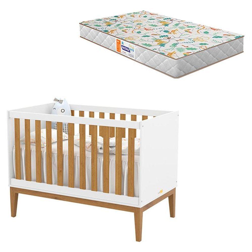 Berço Americano Unique Branco Soft Freijó Eco Wood Com Colchão Gazin - Matic - 1