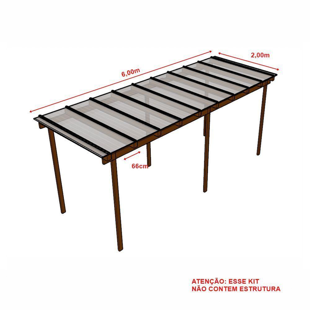 Kit Policarbonato Branco Refletivo 6mm 6,00m X 2,00m - Perfis Naturais - 5