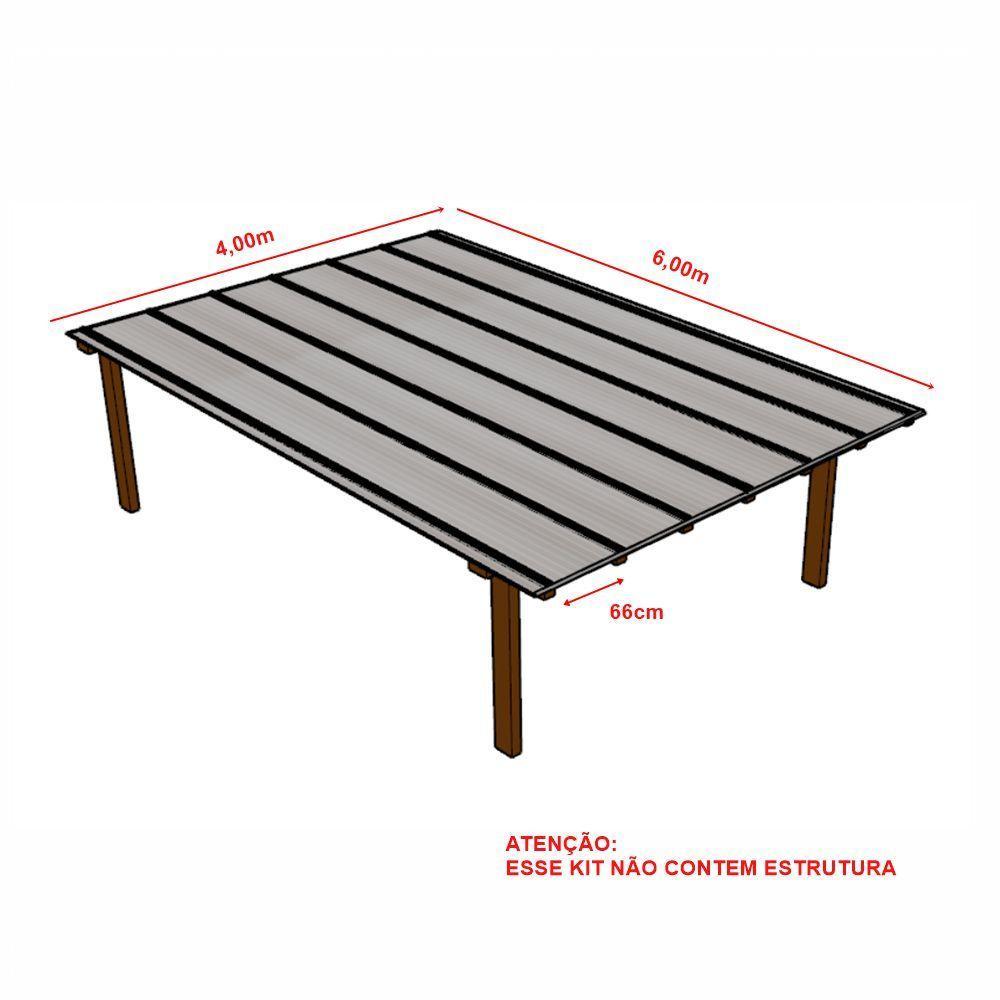 Kit Policarbonato Branco Refletivo 6mm 4,00m X 6,00m - Perfis Naturais - 5