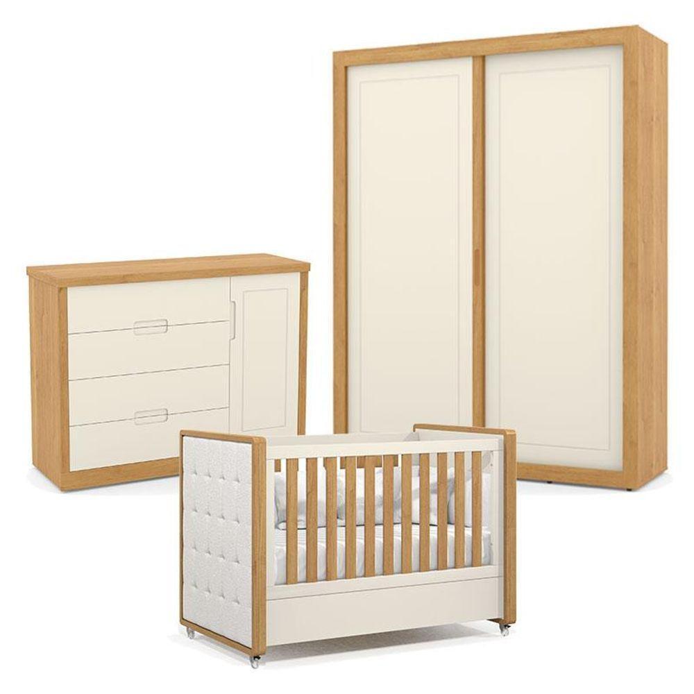 Quarto De Bebe 2 Portas Tutto New Freijó Off White Com Capitonê New Boucle - Matic - 1