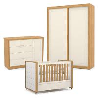 Quarto De Bebe 2 Portas Tutto New Freijó Off White Com Capitonê New Boucle - Matic - 1