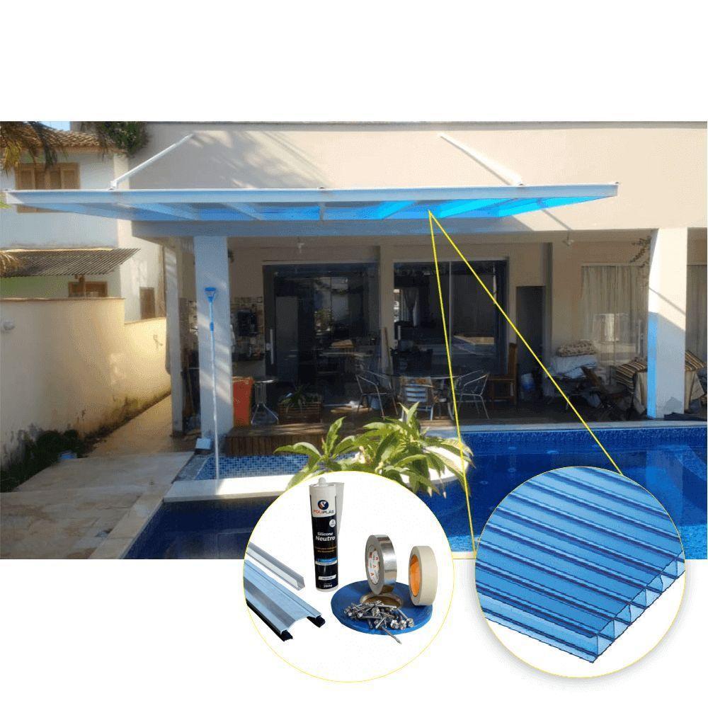 Kit Policarbonato Azul 6mm 4,00m X 6,00m - Perfis Naturais - 3