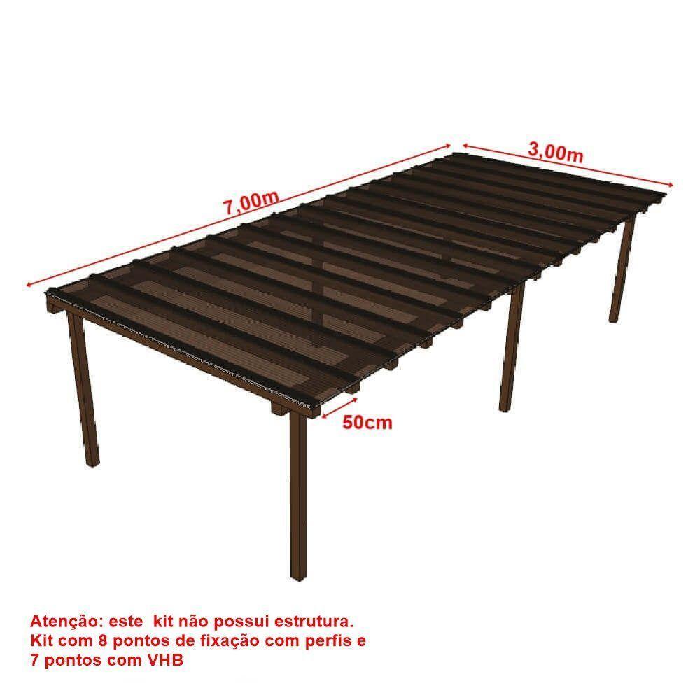 Kit Policarbonato Bronze 4mm 7,00m X 3,00m - Perfis Naturais - 5