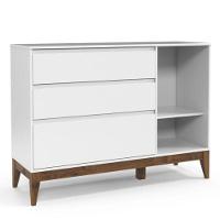 Cômoda Com Porta E Guarda Roupa Nature Clean 3 Portas Branco Acetinado Eco Wood - Matic - 1