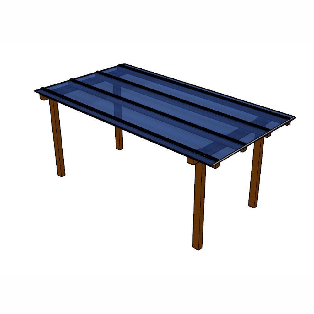 Kit Policarbonato Azul 6mm 2,00m X 6,00m - Perfis Naturais - 1