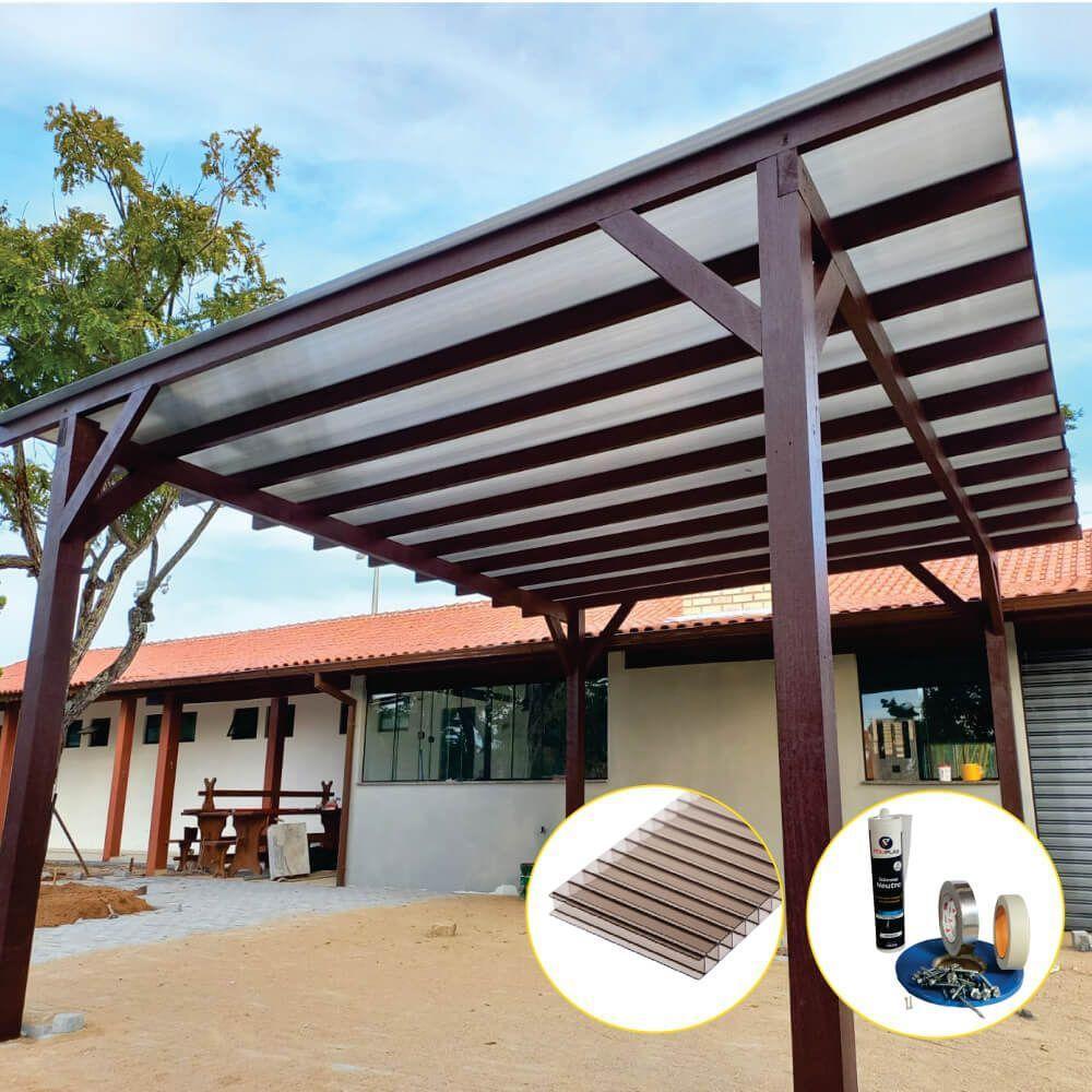 Kit Policarbonato Bronze 6mm 2,00m X 6,00m - Perfis Naturais - 3