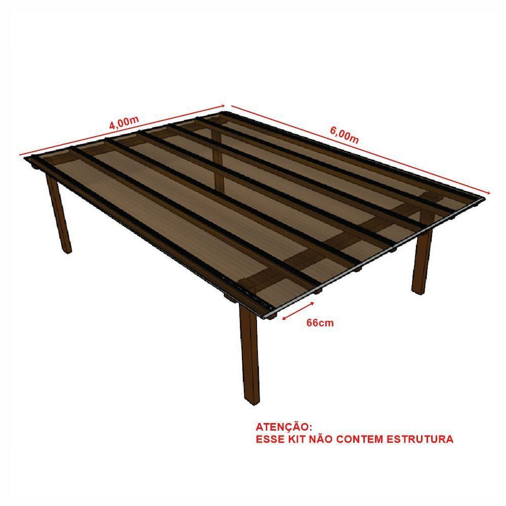 Kit Policarbonato Bronze 6mm 4,00m X 6,00m - Perfis Naturais - 5