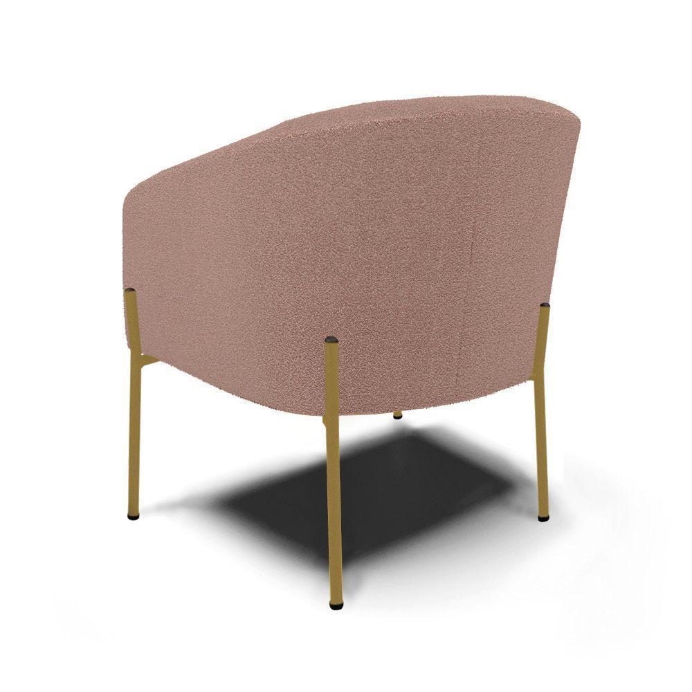 Poltrona Decorativa Pé Ferro Dourado Kit 2 Stella Bouclê Rosê D03 - D'rossi - 5
