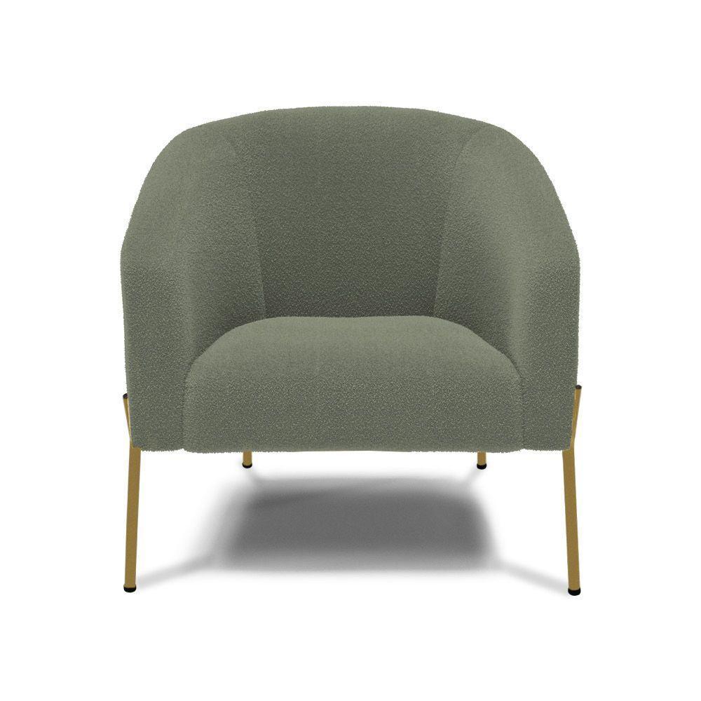 Poltrona Decorativa Pé Ferro Dourado Kit 2 Stella Bouclê Menta D03 - D'rossi - 7