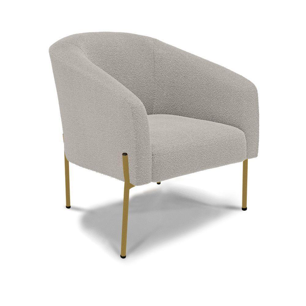 Poltrona Decorativa Pé Ferro Dourado Kit 2 Stella Bouclê Cinza D03 - D'rossi - 2