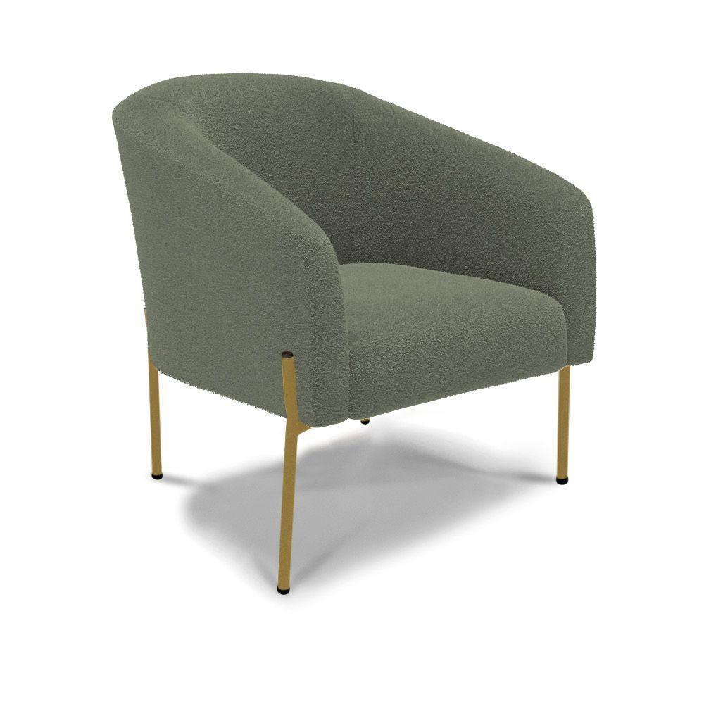 Poltrona Decorativa Pé Ferro Dourado Kit 2 Stella Bouclê D03 - D'rossi Cor Menta - 4