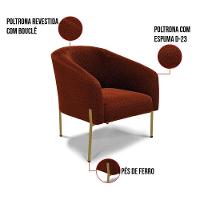 Poltrona Decorativa Pé De Ferro Dourado Stella Bouclê D03 - D'rossi Cor Terra - 5