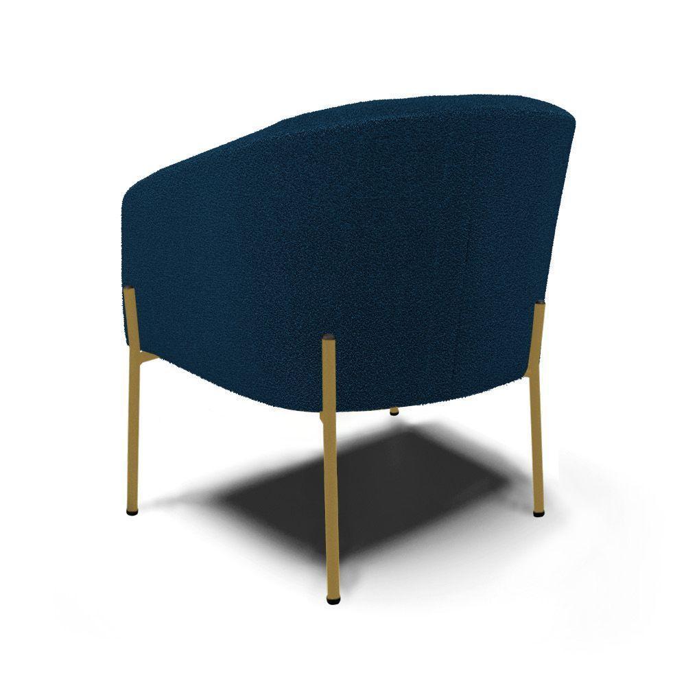 Poltrona Decorativa Pé De Ferro Dourado Stella Bouclê D03 - D'rossi Cor Azul - 2