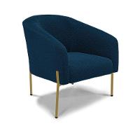 Poltrona Decorativa Pé De Ferro Dourado Stella Bouclê D03 - D'rossi Cor Azul - 1