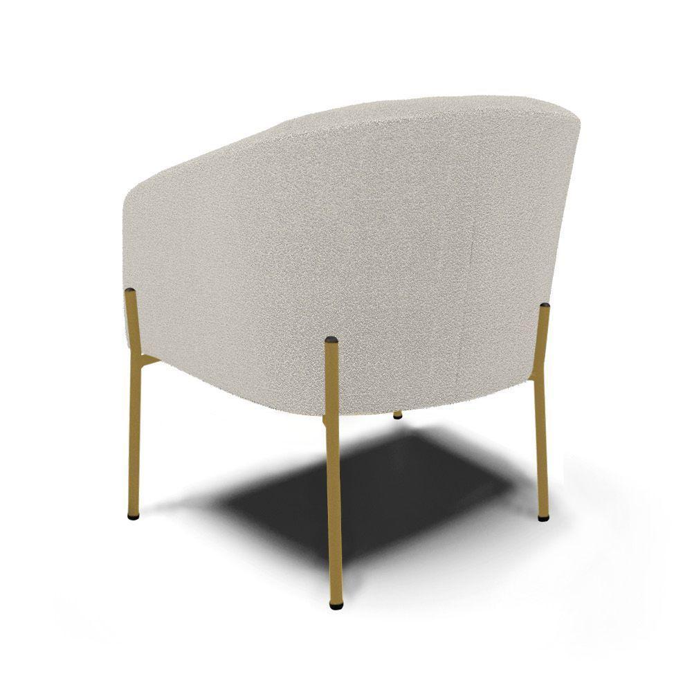 Poltrona Decorativa Pé De Ferro Dourado Stella Bouclê D03 - D'rossi Cor Cinza - 4