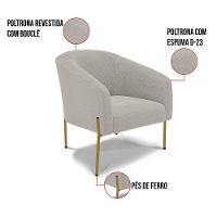 Poltrona Decorativa Pé De Ferro Dourado Stella Bouclê D03 - D'rossi Cor Cinza - 2