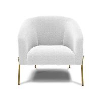 Poltrona Decorativa Pé Ferro Dourado Kit 2 Stella Bouclê D03 - D'rossi Cor Off White - 3
