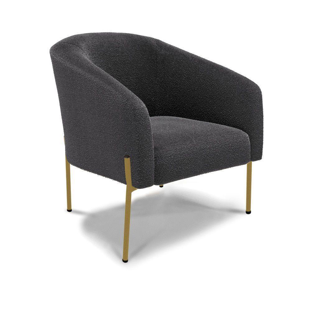 Poltrona Decorativa Pé Ferro Dourado Kit 2 Stella Bouclê D03 - D'rossi Cor Grafite - 2