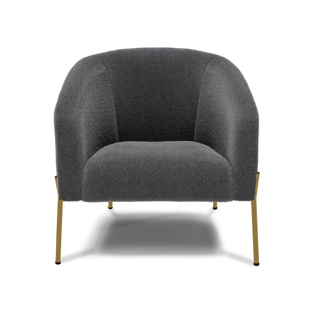 Poltrona Decorativa Pé Ferro Dourado Kit 2 Stella Bouclê D03 - D'rossi Cor Grafite - 3