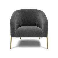 Poltrona Decorativa Pé Ferro Dourado Kit 2 Stella Bouclê D03 - D'rossi Cor Grafite - 3